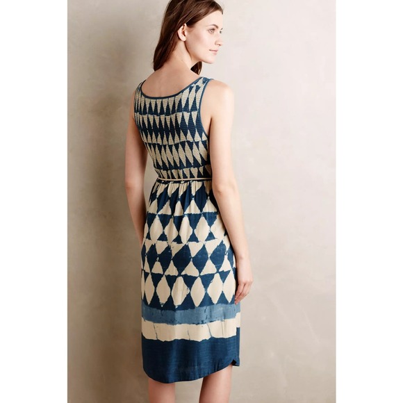 Maeve Anthropologie Women's Blue Sleeveless Batik Style Ikat Print Dress Size 2 - Picture 14 of 15